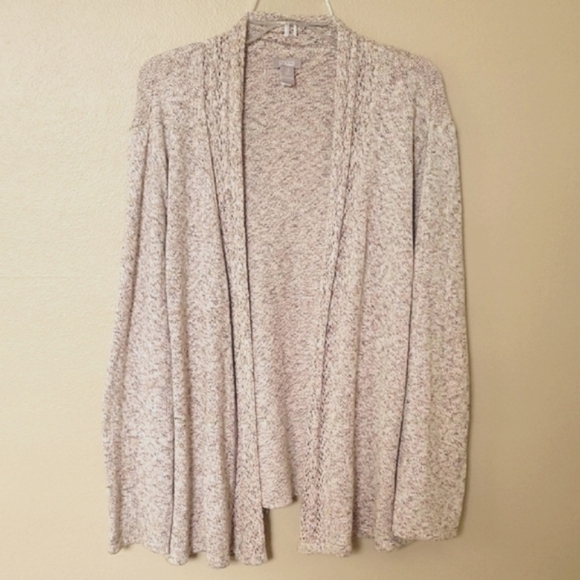 Chico's Womens Beige Gold Metallic Long Knit Cardigan - Size XL (3) - Picture 1 of 5